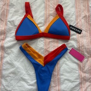 OneOne Women's Vibrant Bikini Set - Blue, Red, Orange